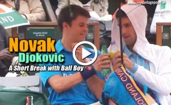 Novak Djokovic Break With Ball Boy, Novak Djokovic in rain with ball boy, Novak Djokovic ball boy incident video, Novak Djokovic kind side video, Novak Djokovic best video, Novak Djokovic shares drinks with ball boy video