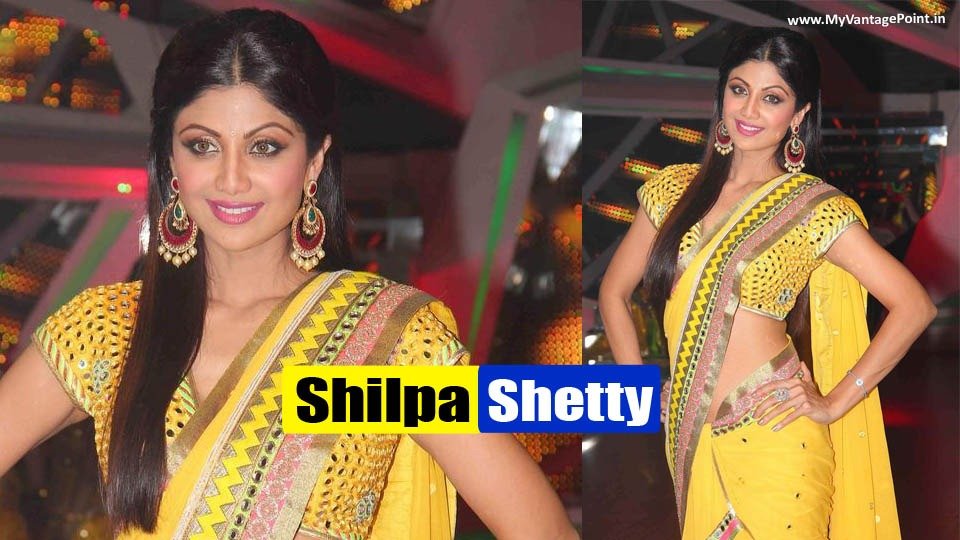 Shilpa Shetty Looking Sexy Yellow Saree On The Set Of Nach Baliye